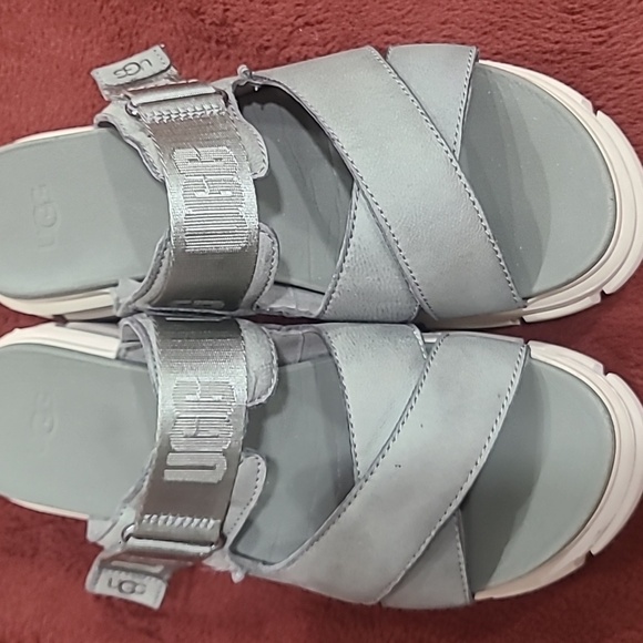 UGG Gray Platform Sandals with Crisscross Straps - Picture 2 of 6